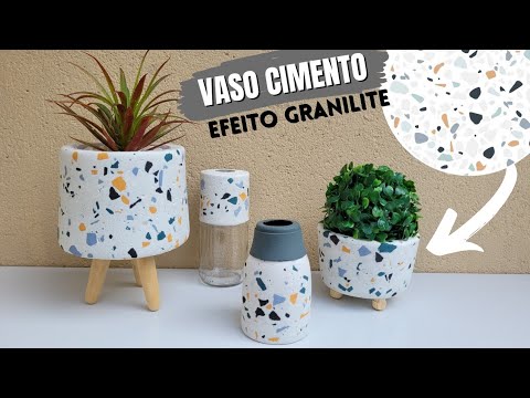 FAÇA VOCÊ MESMO: VASOS DE CIMENTO COM EFEITO GRANILITE, FICA LINDO E TA SUPER NA MODA!