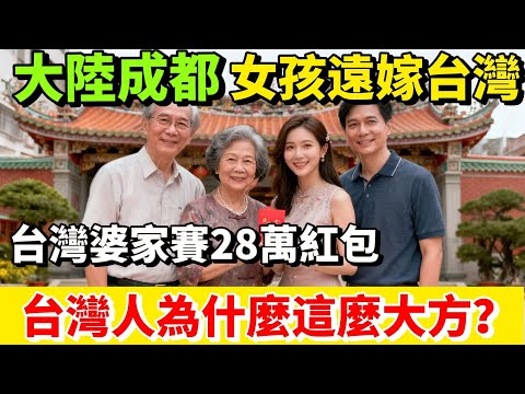 大陸成都女孩嫁台灣，台灣婆家直接塞28萬紅包，女孩直呼：台灣人好大方！我們那邊的紅包很少！