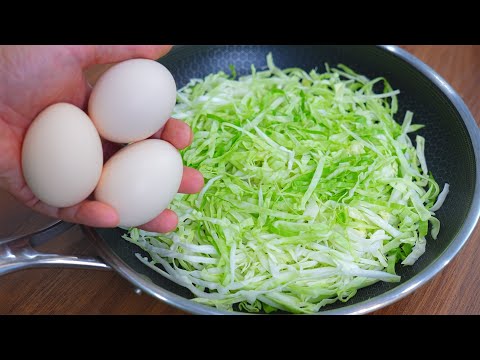 Cabbage with eggs tastes better than meat! Easy very tasty dinner recipe!