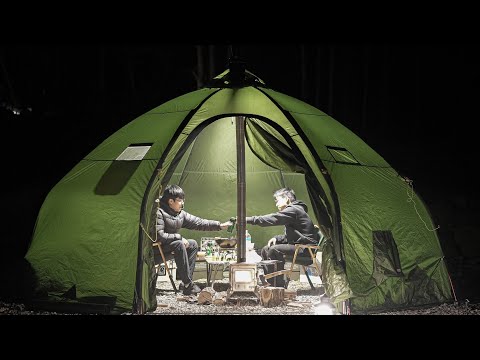 화목난로 태우며 진하게 캠핑 / 화목난로 캠핑 / 바랑에르돔 8-10 / 지리탕, 생선구이 해먹기 / 위너웰 화목난로 / 예산 스노우빌리지 / 캠핑 vlog / 캠핑