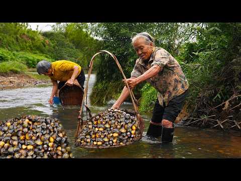 Wild river clams were caught and used to cooking traditional Chinese dishes.｜ Guangxi Grandma