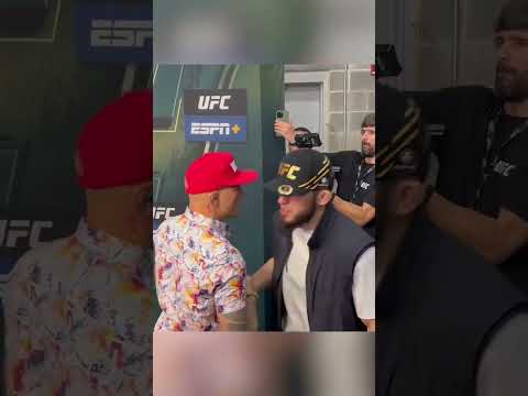 Islam Makhachev and Dustin Poirier speak backstage 🔊 (via CCLegaspi/X)
