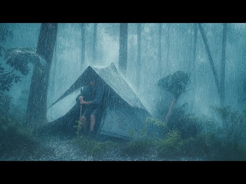 FORCED TO SET UP A TENT IN THE MIDDLE OF HEAVY RAIN AND LIGHTNING STORMS⛈️CAMPING IN HEAVY RAIN‼️