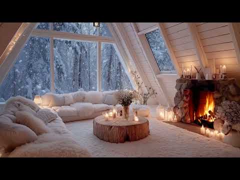 🎹🔥Focus, Relax & Recharge with Winter Piano | 5 Hours of Snowfall & Fire Sounds for Calm Meditation