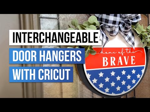 🤯 DIY Interchangeable Round Wooden Door Hangers using a Cricut Machine