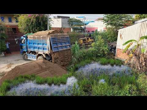 Started Opening A New project!Complete100% By DumpTruck Filling Sand & Expert Dozer D31 Pushing Sand