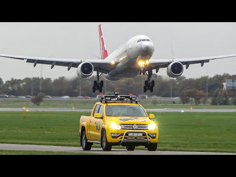 AIRBUS A330 LANDING with a CAR TROLLING me - 25 LANDINGS at Amsterdam - B747, A330, B777 ... (4K)