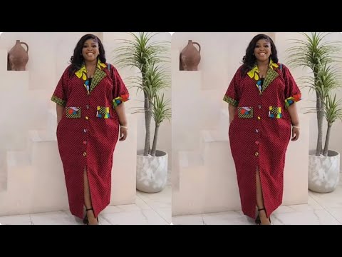 How to cut and sew a bubu cowl gown with notched collar lapel and Ankara mixed