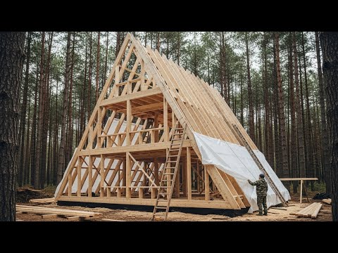 Build Your Own Dream Log Cabin Alone in the Woods | from Start to Finish