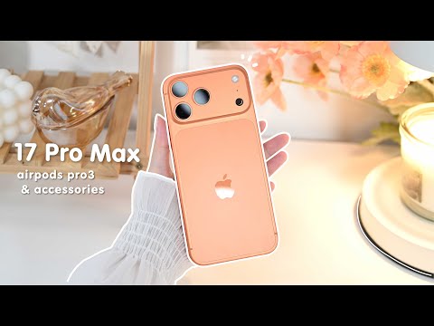 iPhone 17 Pro Max 2TB Cosmic Orange Aesthetic Unboxing 🍊 AirPods Pro 3 cute iOS 26 customization ✨