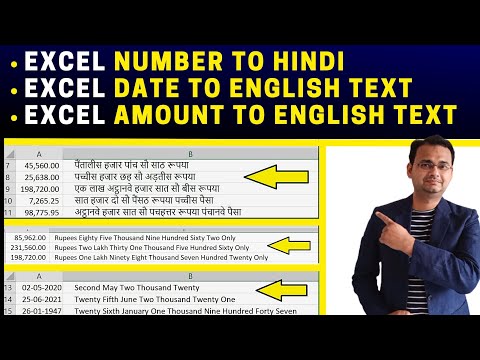 Number to Text in Hindi and English | Number to Date Text in English in MS EXCEL