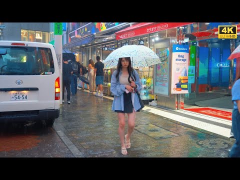 【4K HDR】8 Hours Heavy Rain ASMR | Walk in Shibuya (渋谷) Tokyo Japan | Rain sounds for sleeping