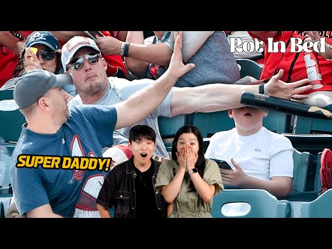 Koreans React to Dad's amazing reflexes Videos For The First Time  | Rot In Bed
