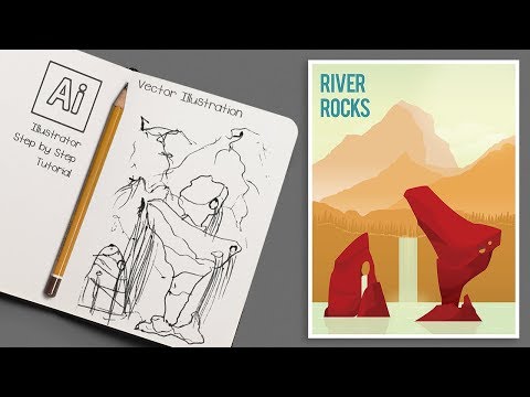 River Rocks VECTOR ILLUSTRATION Step by Step Tutorial for Beginners | Adobe Illustrator Tutorial