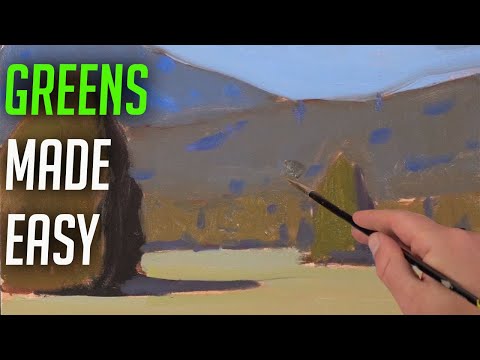 A simple way to learn and paint greens in a landscape