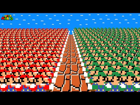 What if 100 Marios and 100 Luigi at Once tried to beat Super Mario Bros.?