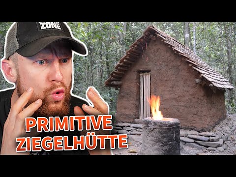 Nur mit primitiven WERKZEUG bauen 😲 Primitive Technology Ziegelhütte | Fritz Meinecke