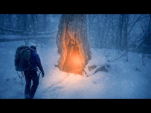 I MADE A HOUSE OUT OF A HOLLOW TREE AND LIVED THERE IN WINTER | Survival, bushcraft, fishing