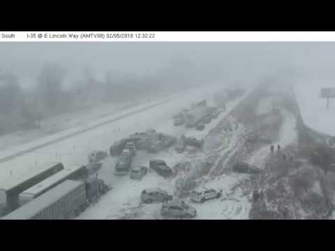 Deadly 70-car pileup in Iowa caught on camera