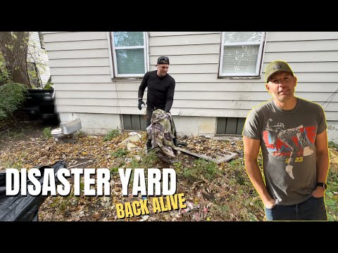 DISASTER yard REVIVED - 1,000 lbs of TRASH GONE!