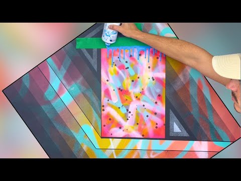 New Geometric Abstract Painting Technique // Tutorial