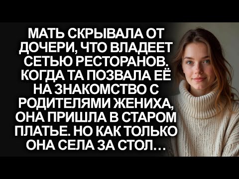 Мать владела сетью ресторанов, но пришла к жениху дочери в старом платье. А едва села за стол...