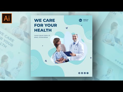 Flat Medical Instagram Post Design in Adobe Illustrator