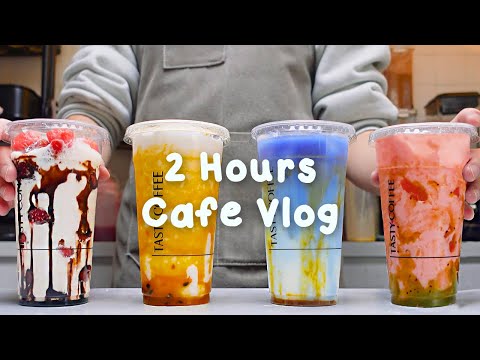 💕지치고 힘들 땐 음료 ASMR로 힐링해요/주중의 여유로움/2시간 모음🍮2 Hours Vlog/Cafe Vlog/ASMR/Tasty Coffee