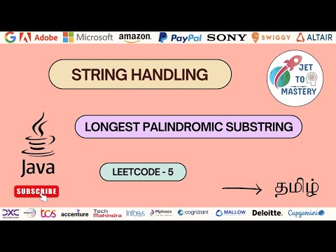 Longest Palindromic Substring || Leetcode-5 || DSA || Java || Tamil