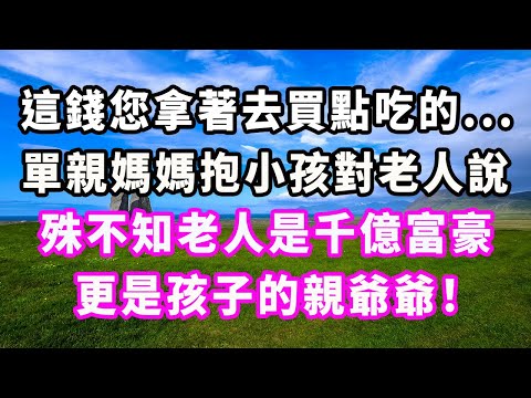 這錢您拿著去買點吃的...單親媽媽抱小孩對老人說，殊不知老人是千億富豪，更是孩子的親爺爺！#爽文#大女主#現實情感#家庭