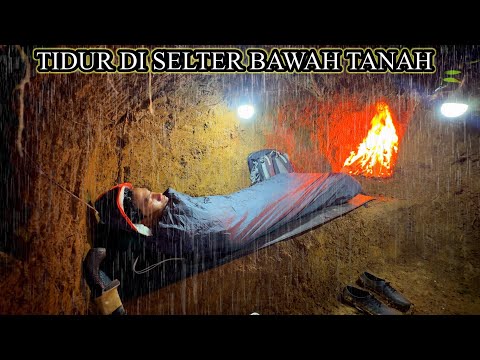 BERKEMAH SAAT HUJAN DERAS- 2HARI MEMBUAT RUMAH BAWAH TANAH YANG HANGAT