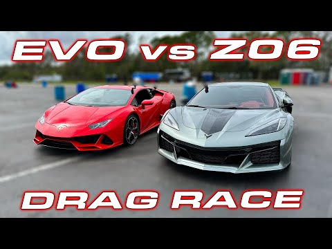 Z06 out launches my EVO AWD? * Chevrolet Corvette C8 Z06 vs Lamborghini Huracan 1/4 Mile DRAG RACE