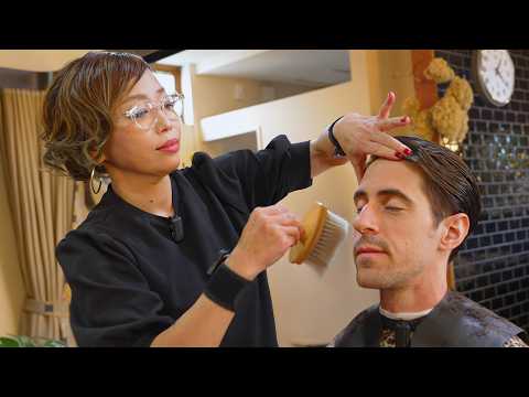💈(ASMR) Italian Man Gets SPECIAL Grooming Treatment by Expert Female Barber in Japan's Countryside