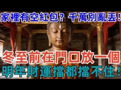 家裡有空紅包?千萬別亂丟!冬至前在門口放一個,明年財運擋都擋不住! #风水 #冬至 #佛教 #命理 #穿搭#佛 #佛法 #佛學