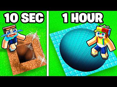 10 Seconds vs 1 Hour UNDGERGROUND TUNNEL Build Battle!