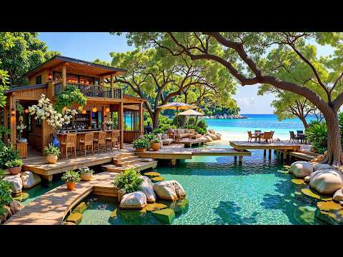 Wooden House With Refreshing Jazz | Relaxing Morning Jazz in a Serene Oceanfront For Relaxation