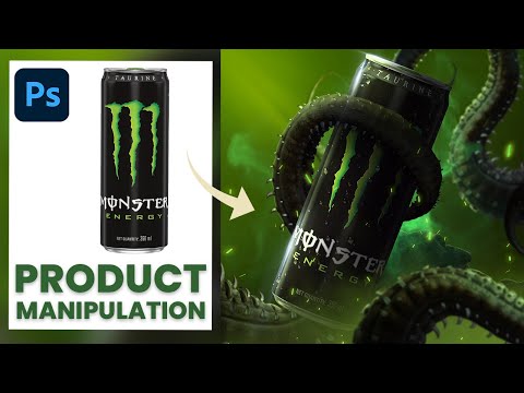 Product manipulation in Photoshop | Monster Drink advertising poster design | photoshop tutorial