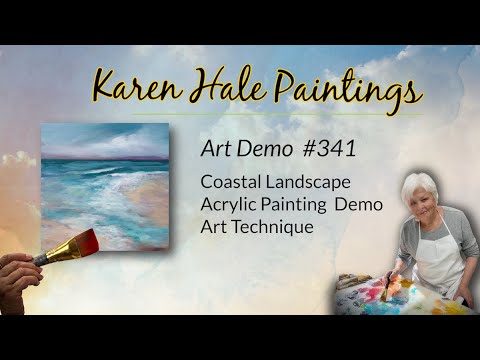 Coastal Beach Painting in Acrylic, Art Technique, Demo #341