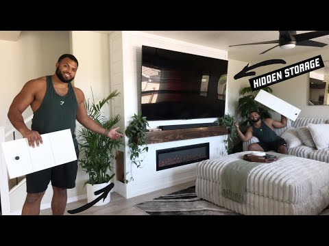 DIY Modern Entertainment Center with Fireplace & Hidden Storage!