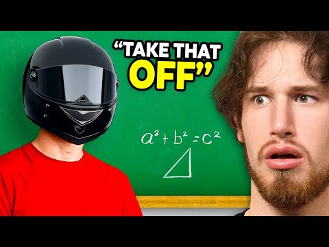 Handsome Boy Wears Motorcycle Helmet to AVOID GIRLS at School