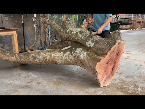 Stop Wasting Money! Let's Make Amazing Furniture By Hand From This Giant Tree Stump!. Woodworking