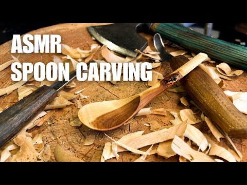 ASMR Spoon Carving - Most Satisfying Wood Carving (No Talking)