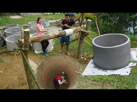 Girl Living Off The Grid and Built Deep Hole Water Well 2025 - Start to Finish Buld House For Dog