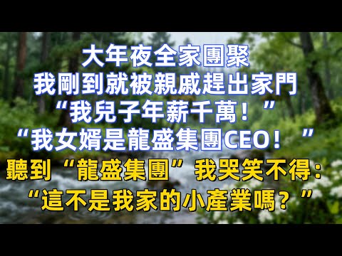 大年夜全家團聚，我剛到就被親戚趕出家門：“我兒子年薪千萬！”“我女婿是龍盛集團CEO！ ”聽到“龍盛集團”我哭笑不得：“這不是我家的小產業嗎？”