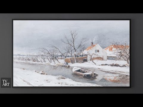 TV Art Screensaver | Winter Landscape | 3 Hour Snow White Paintings