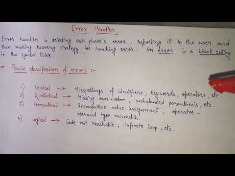 6. Error handler in Compiler design | error handling in all phases of compiler