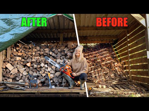 Giant FIREWOOD Log Store Makeover - After Crazy Storms