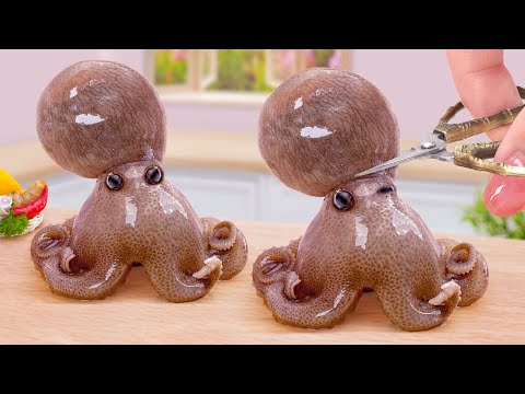 Best LEGO Cooking 🐙 How To Cook Miniature Fried Spicy Octopus with Cheese ❤️ Mina Mini Kitchen