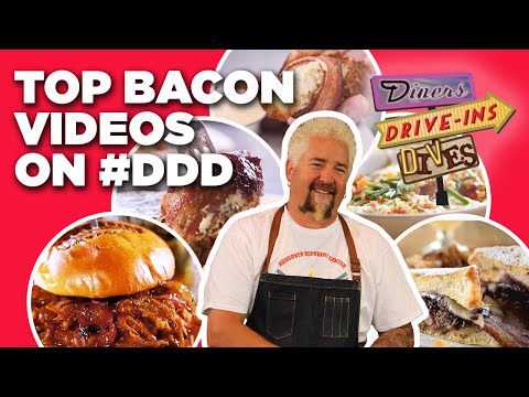 Top 15 Craziest Bacon Videos on #DDD with Guy Fieri | Diners, Drive-Ins and Dives | Food Network