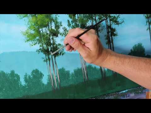 Part 3 - FREE Full length acrylic landscape painting The Tree Line with Tim Gagnon